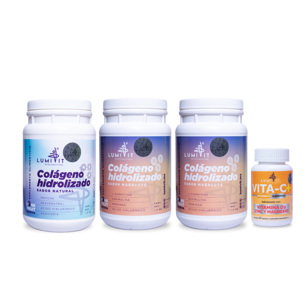 2 Colágeno Maracuyá y 1 Colágeno Natural + 1 Vita-C