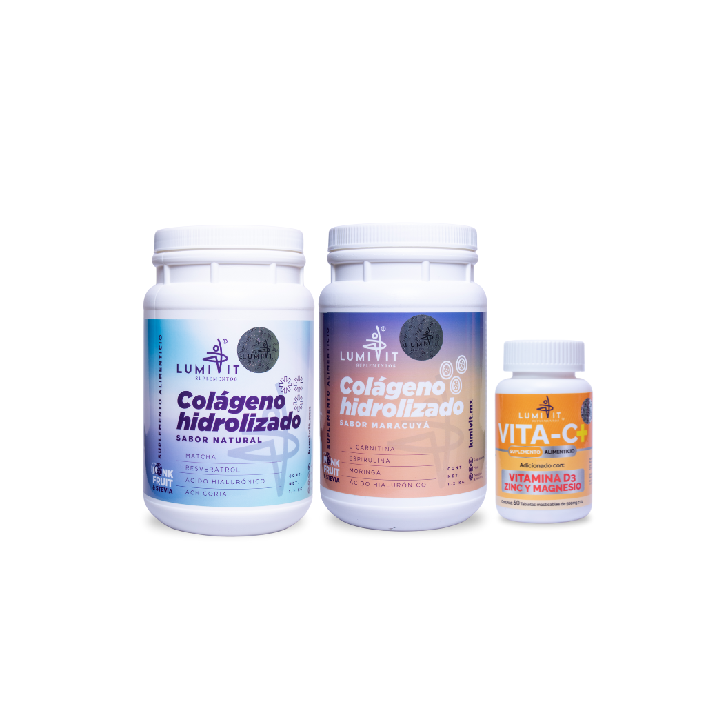 1 Colágeno Natural y 1 Colágeno Maracuya + Vita-c