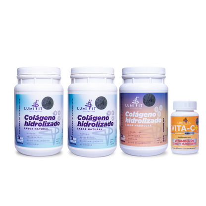 2 Colágeno Natural y 1 Colágeno Maracuyá + 1 Vita-C